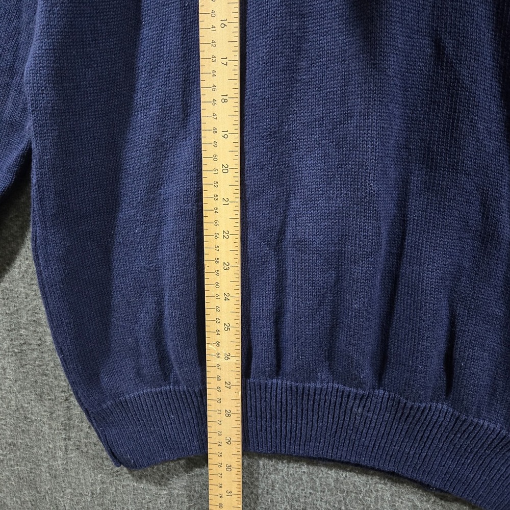 VINTAGE‎ Isle Of Cotton Mens Sweater Pullover Cotton Navy Blue V Neck USA XL NWT - Picture 3 of 7